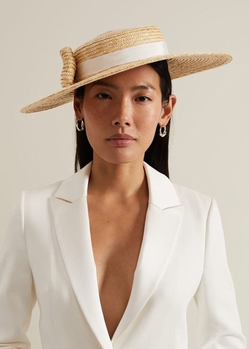 Phase Eight Straw Bow Boater Hats Beige Australia | IK7603145